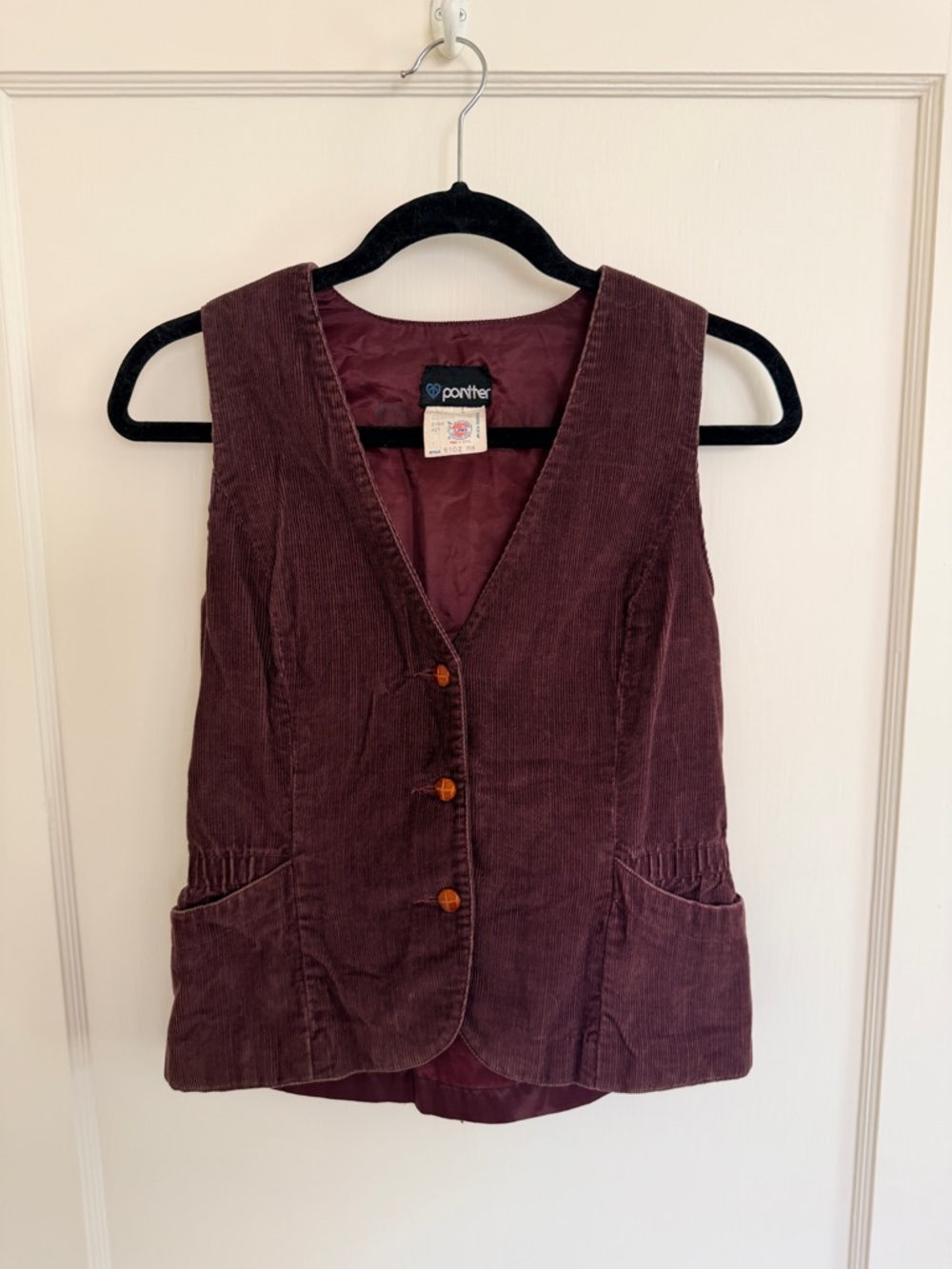 Vintage Corduroy Button Down Vest - Plum / Brown